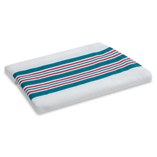 Baby Blanket, 30 x 40 inch, White with Multi-Blue and Red Stripes