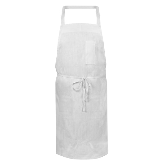 Bib Apron, 34x36 inch, 1 Pencil Pocket, Matching Tube Tie, White