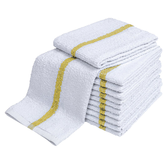 Bar Mops, 16x19 inch, White with Gold Center Stripe