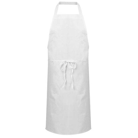 Bib Apron, 36x42 inch, No Pockets, Matching Tube Tie, White