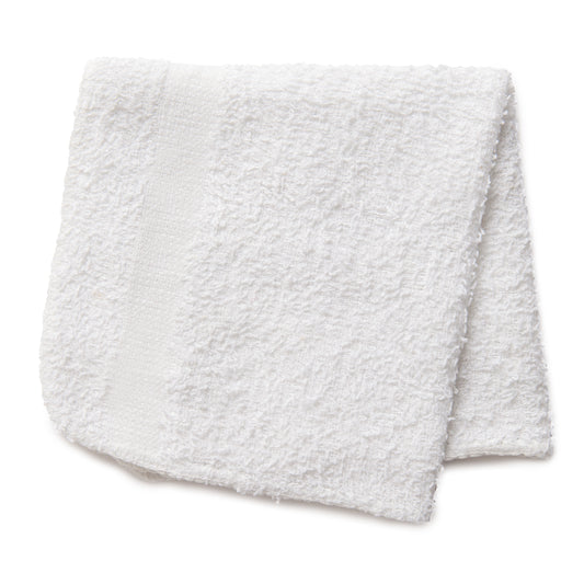 Wash Cloth, 12x12 inch, Single Cam, 10 Single Pile, Overlock Stitch, White