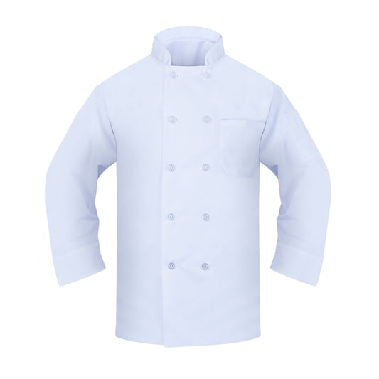 Chef Coat, 2 Pockets (1 Chest, 1 Thermo) Open Cuff, Plastic Button