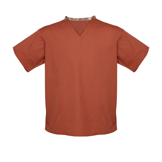 T150 Unisex Reversible Scrub Top, No Pockets, Poplin Weave, Russet