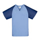 100% Polyester / Ceil Blue with Navy Blue Sleeve / X-Large