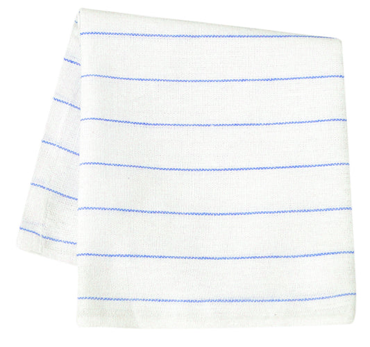 Glass Towel, 16x28 inch, White with Blue Stripes