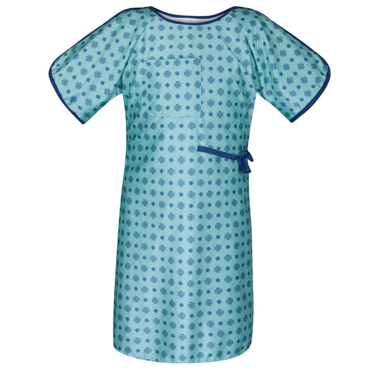 IV Gown Bariatric w/ IV Telemetry Pocket with Snap Square Knot Print, Surf Green, 10X-Large