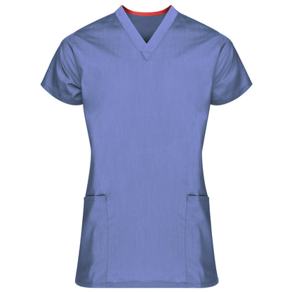 Tunic Shirt, V-Neck, Short Sleeves, 2 lower pockets, Scissor holder in right pocket, includes side vent