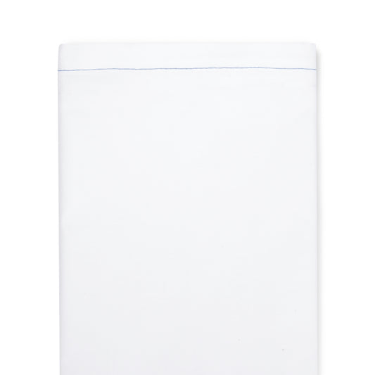 Sheet, Draw 54  x  84  inch, 150 Thread Count, White w/ Blue Hem