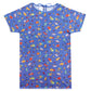 Pediatric IV Gown, Center Back, Tie Overlap, Under the Sea Print