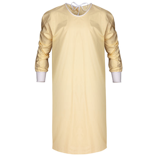 Protective Gown, Set in Sleeve, Knit Cuffs, Yellow, No Grid, Open Back