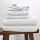 100% Combed Cotton / White / Bath Towels: (2) 30x54 inchHand Towels: (2) 16x28 inchWashcloth: (2) 13x13 inch