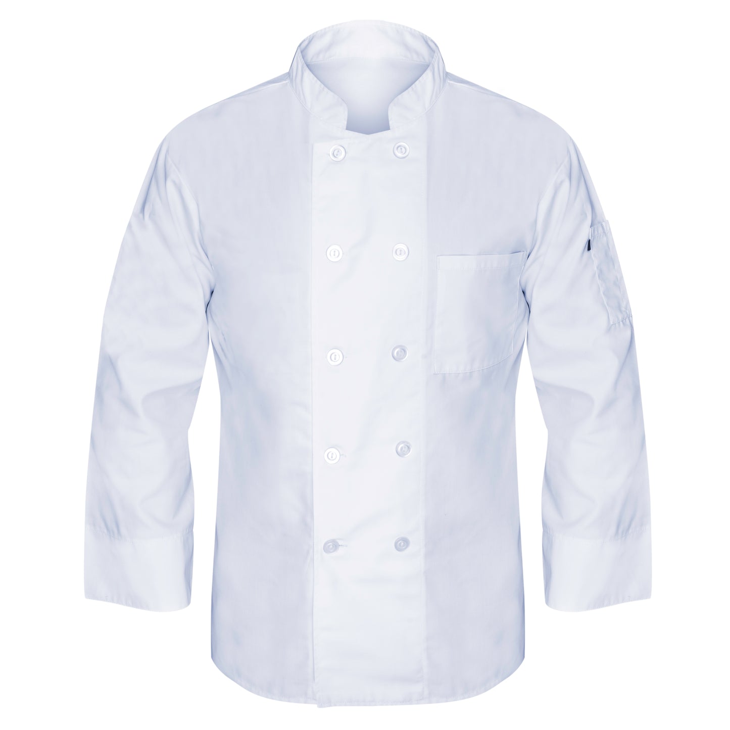 Mesh Back Chef Coat, Open Cuff, 1 Chest Pocket, 1 Thermometer Pocket, Pearl Buttons, 65% Polyester/35% Cotton, White