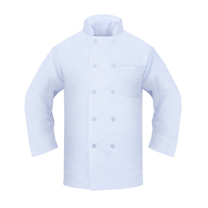 Chef Coat 1 Chest Pocket, Open Cuff, Plastic Button Closure