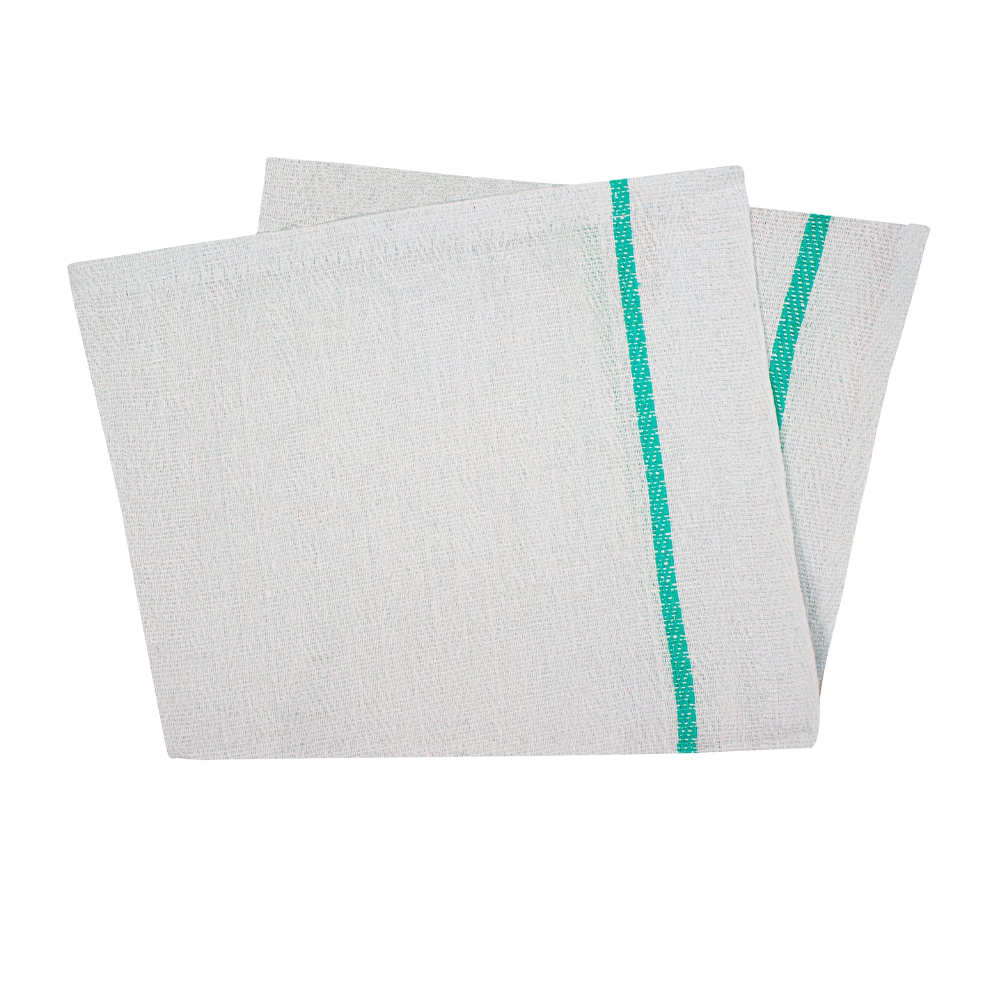 Herringbone Kitchen Towel, 30x32 inch, White with Green Center Stripe