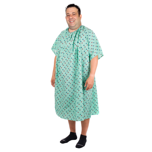 IV Gown, 51x104 ich, 2 Tie Overlap, Diamond Print, Green, 10X-Large