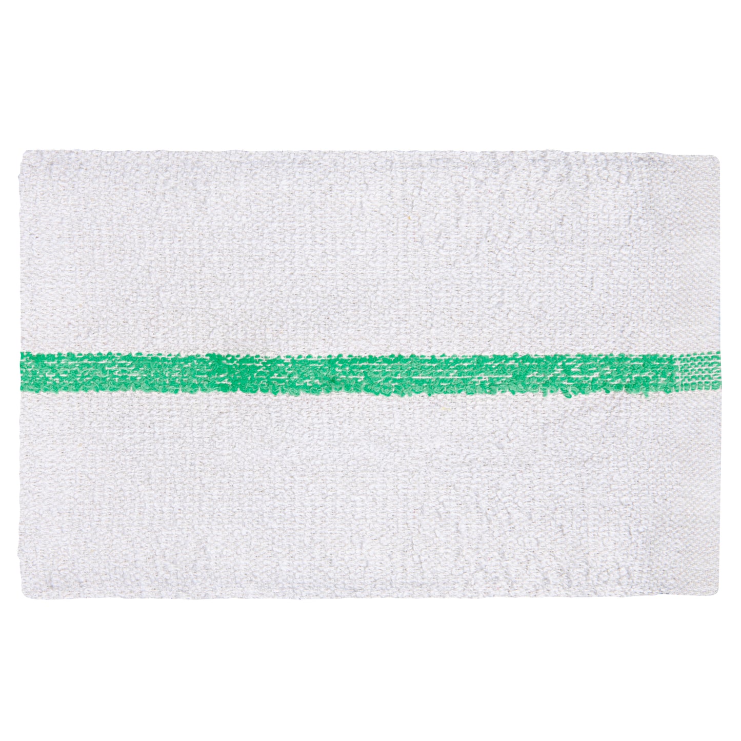 Terry Bar Mop Towel, 16x19 inch, White with Green Center Stripe