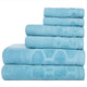 100% Cotton / Aqua / Bath Towels: (2) 30x52 inchHand Towels: (2) 16x28 inchWashcloth: (2) 12x12 inch