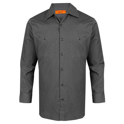 Workshirt, Long  Sleeve, 2 Hex Pockets with Button & Left Pencil Stall, 6 Button Closure with Top Gripper, Charcoal