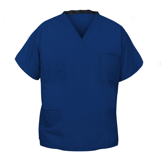 Unisex Reversible Scrub Top, 2 Reversible Pockets (1 Chest, 1 Lower)