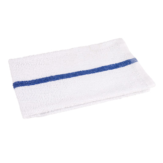Bar Mop Towel, 16x19 inch, White with Blue Center Stripe