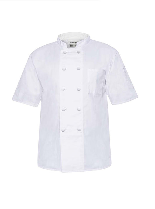 Mesh Chef Coat, Short Sleeves, 2 Pockets, Pearl Cloth Buttons, 65% Polyester / 35% Cotton