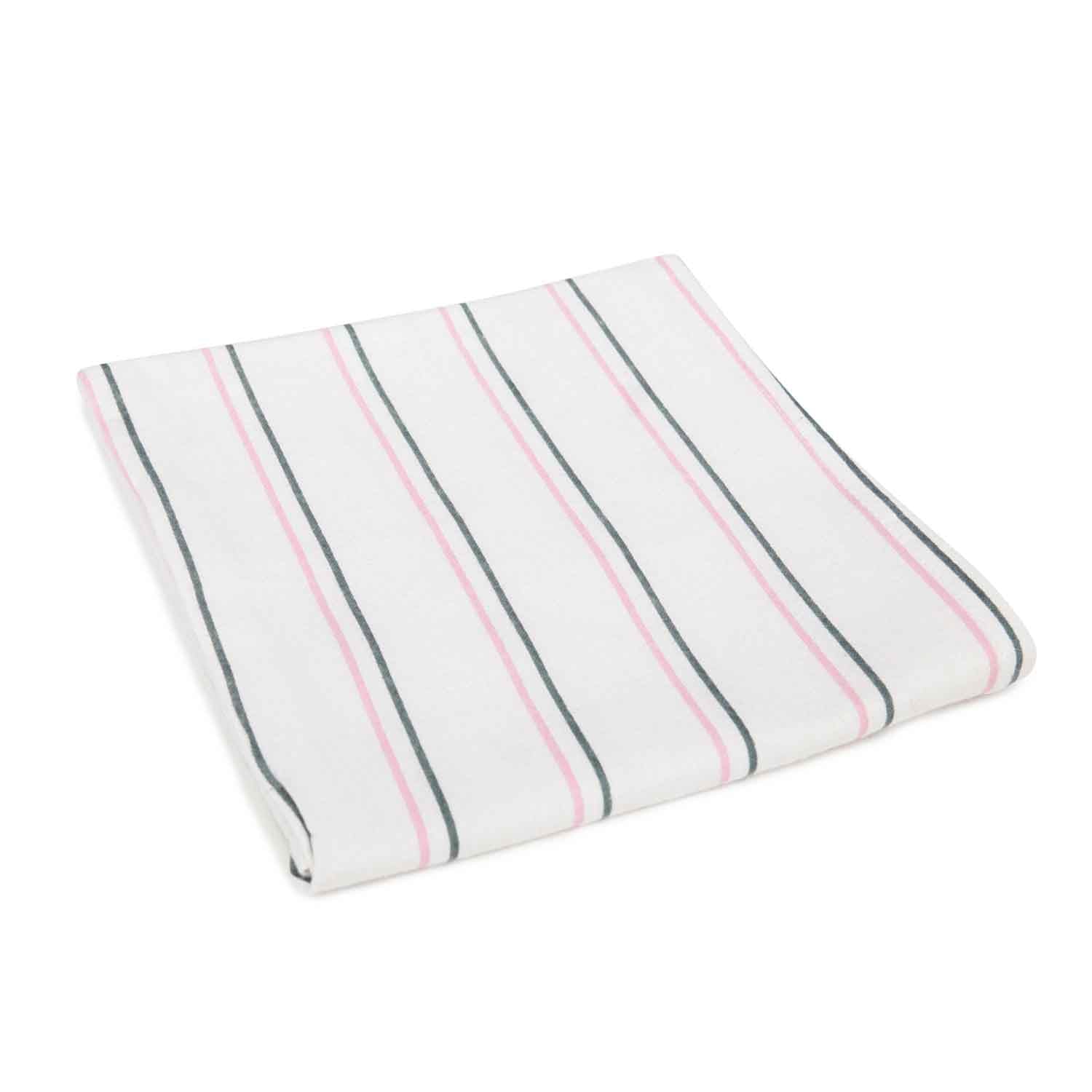 American Dawn | White With Pink And Grey Striped Baby Blanket