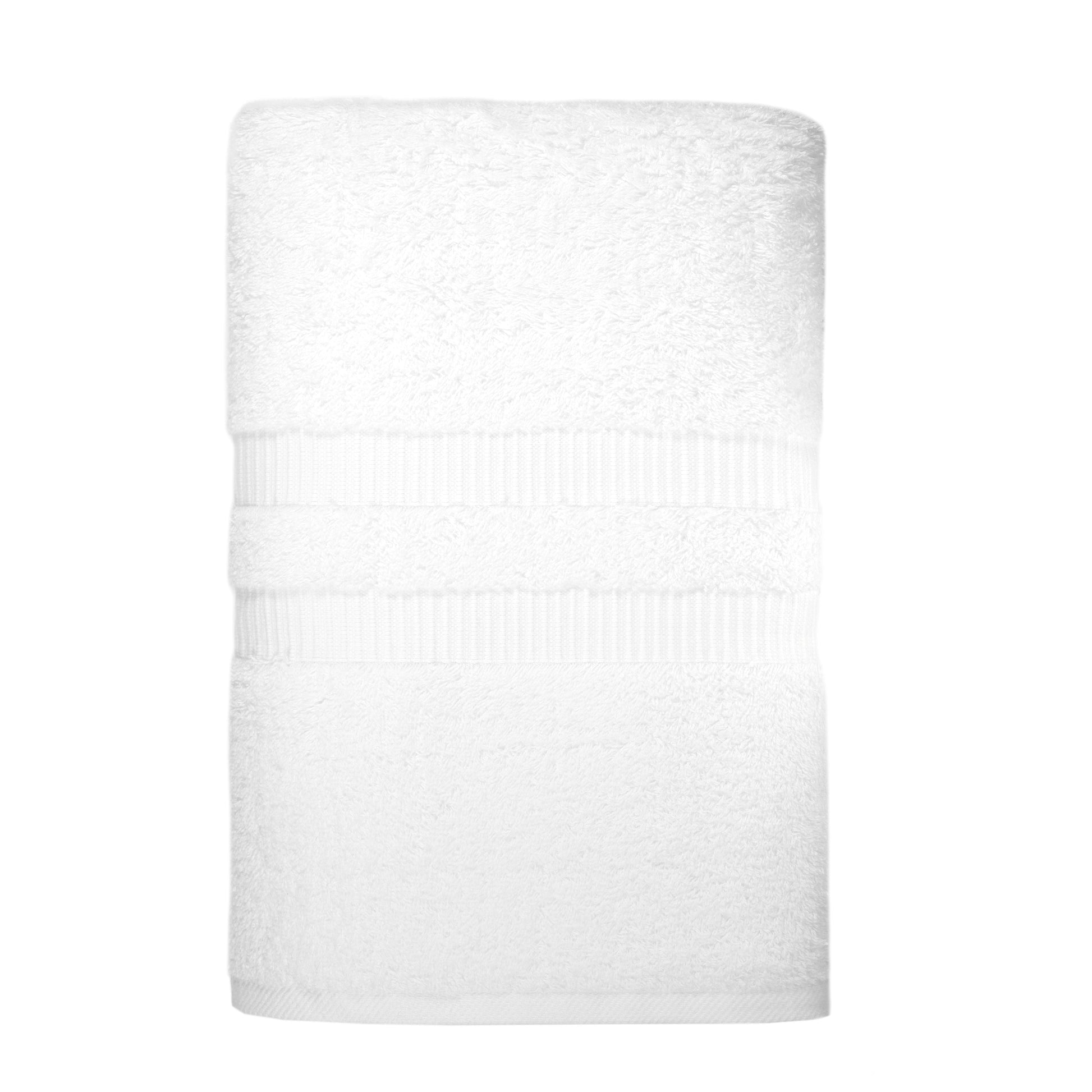 30x60 inch Serenade White Hotel Towel | Bath Sheet with Double Horizontal Ribs Dobby - American Dawn
