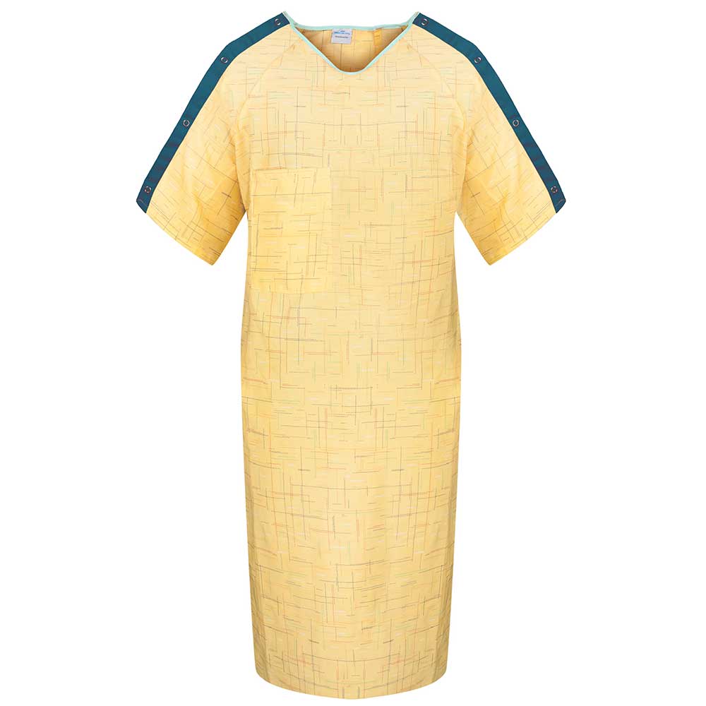 American Dawn | Yellow With Navy Blue Collar And Kinetic Pip Print 46X78 Inch | 10X-Large Iv Gown
