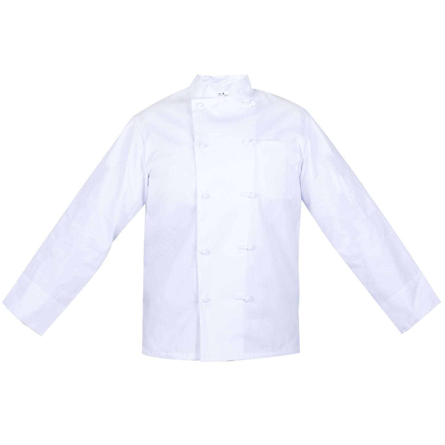 Chef Coat, 2 Pockets, Knot Buttons, 100% Spun Polyester, White