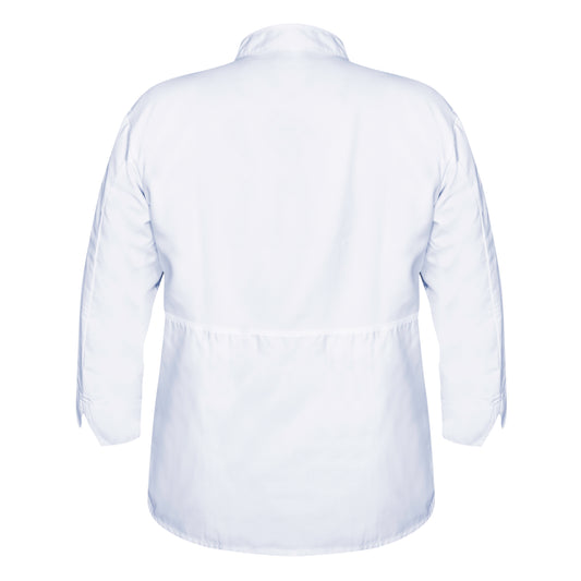 Mesh Back Chef Coat, Open Cuff, 1 Chest Pocket, 1 Thermometer Pocket, Pearl Buttons, 65% Polyester/35% Cotton, White