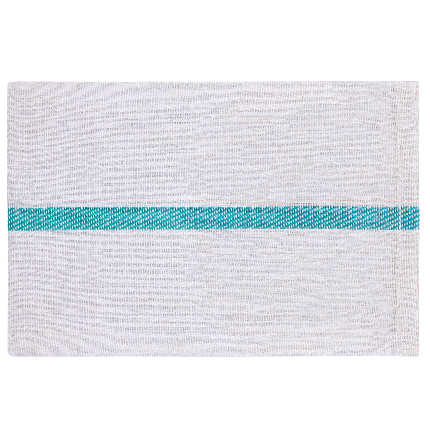 Herringbone Kitchen Towel, 15x28 inch, White with Green Center Stripe