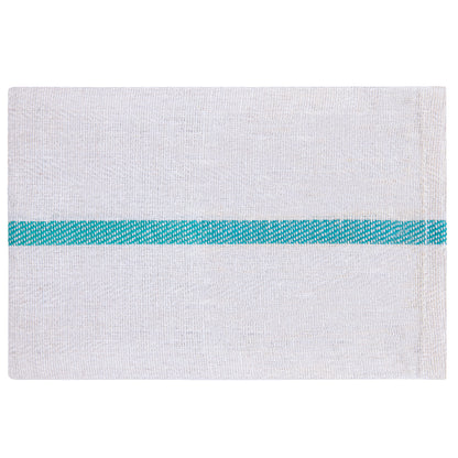 Herringbone Kitchen Towel, 15x28 inch, White with Green Center Stripe