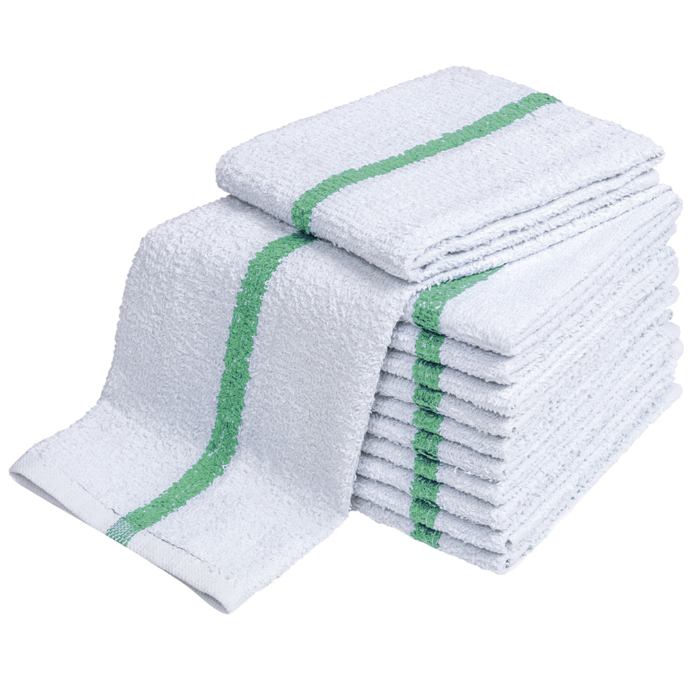 Terry Bar Mop, 16x19 inch, White with Green Center Stripe