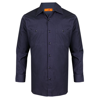 Men's Long Sleeve Work Shirt, 2 Pockets, Navy Blue