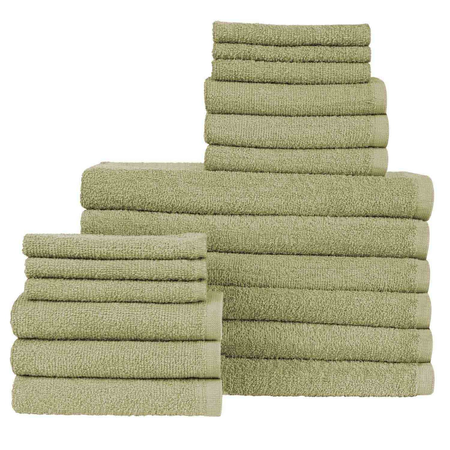 Bath Towel Set - Bath Essential, 18 Piece Set, Sage, 6 pcs/pk