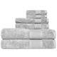 100% Cotton / Grey / Bath Towels: (2) 30x54 inchHand Towels: (2) 16x28 inchWashcloth: (2) 12x12 inch