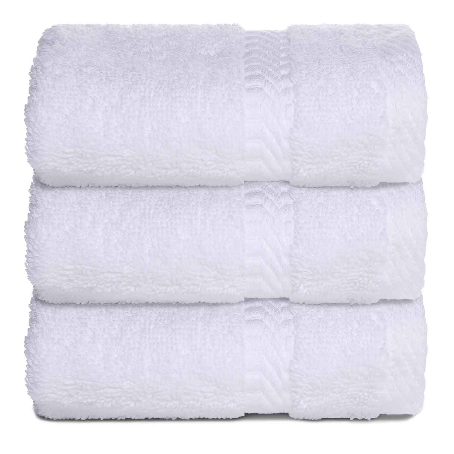 American Dawn | 12X12 Inch Marbella White Hotel Towel |Wash Cloth With Vertical Bar Accent Dobby 