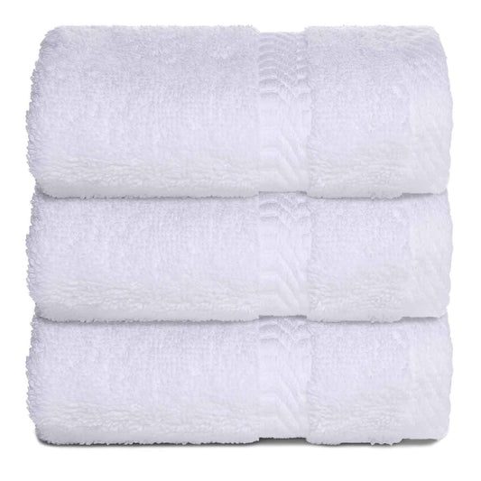 American Dawn | 13X13 Inch Marbella White Hotel Towel |Wash Cloth With Vertical Bar Accent Dobby 