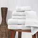 100% Cotton / White / Bath Towels: (2) 30x54 inchHand Towels: (2) 16x28 inchWashcloth: (2) 12x12 inch