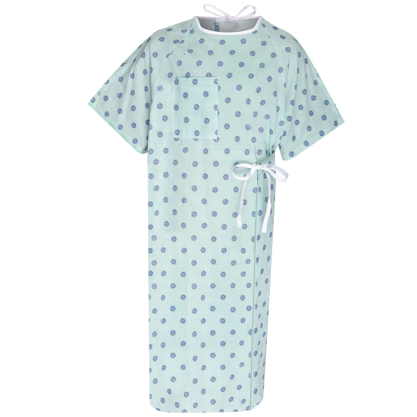 IV Gown 49 x 80 inch Angle Back, 2 Tie Overlap, Cypress Compass Print, Green