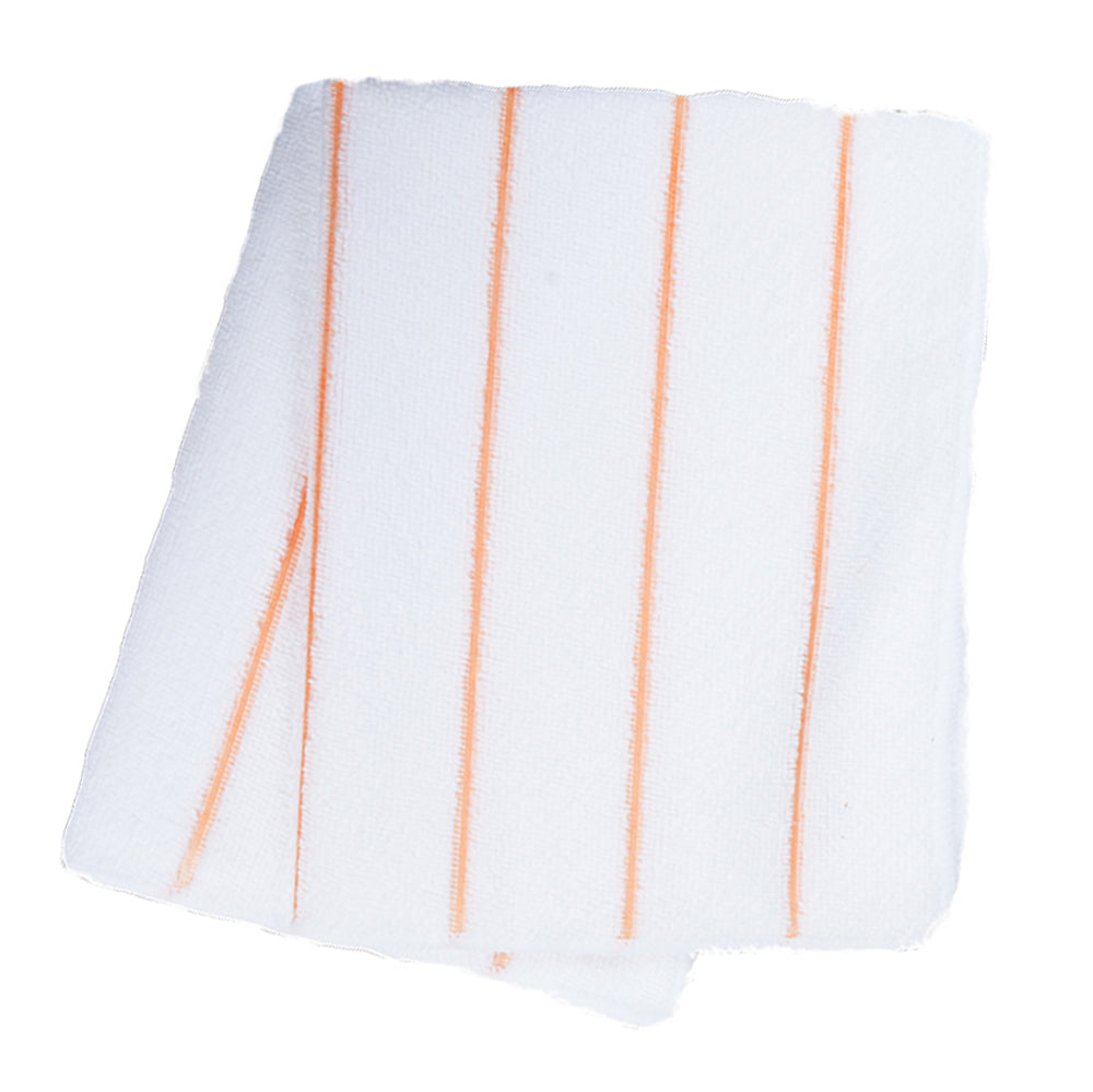 Microfiber Bar Mop Towel 14 x 18 White w/ Multi Gold Stripes