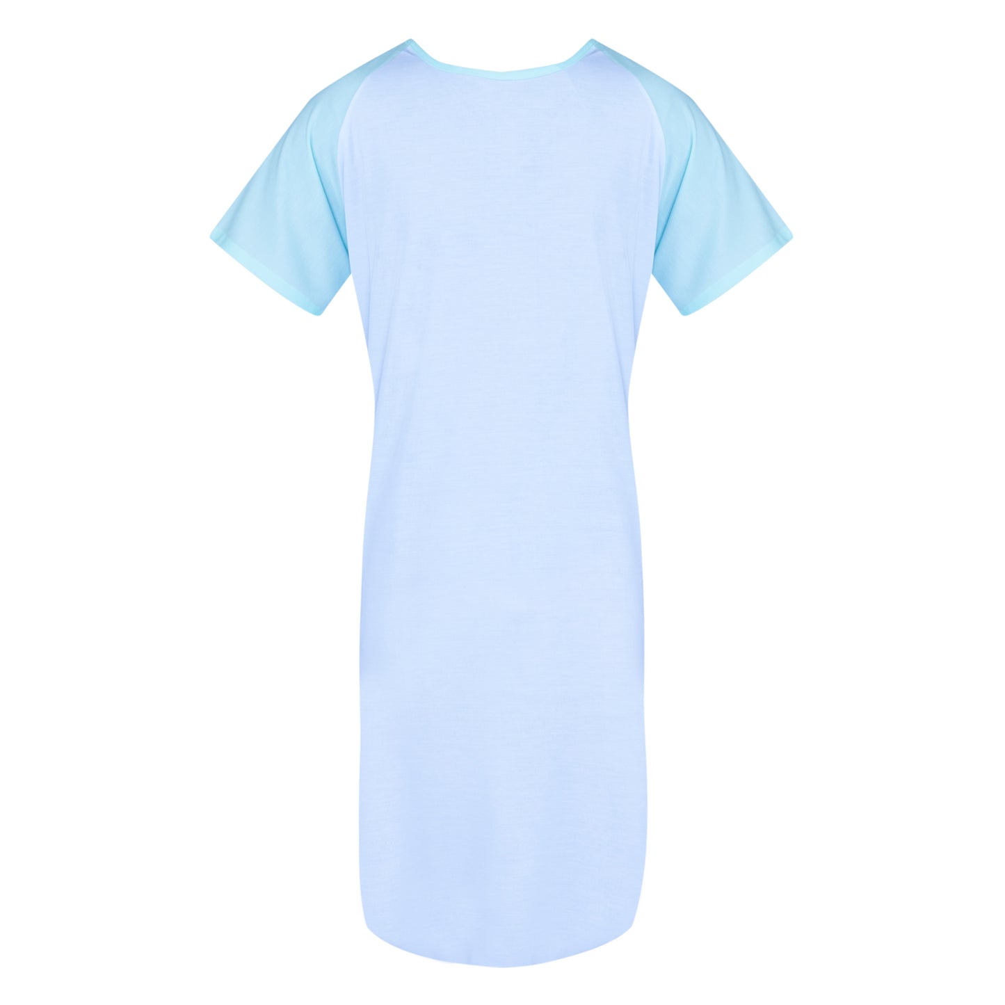 Teen Patient Gown, Raglan Sleeve, Center Back, 2 Tie Overlap, Brushed Blue w/ Mint Sleeves