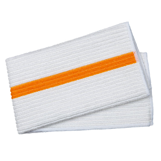 Terry Bar Mop Towel, 16x19 inch, White with Gold Center Stripe