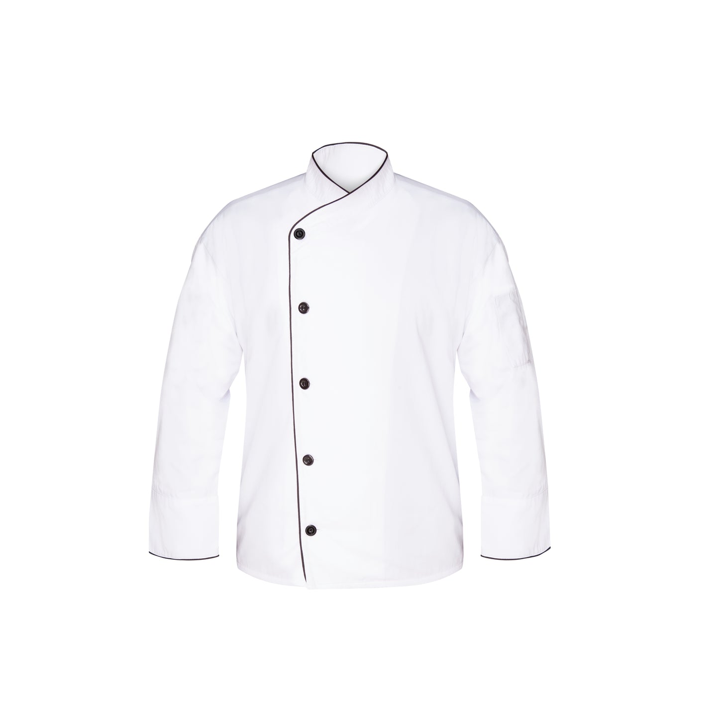 Executive Chef Coat w/ Piping, 1 Thermo Pocket, Twill Weave, Open Cuff, Pearl Buttons