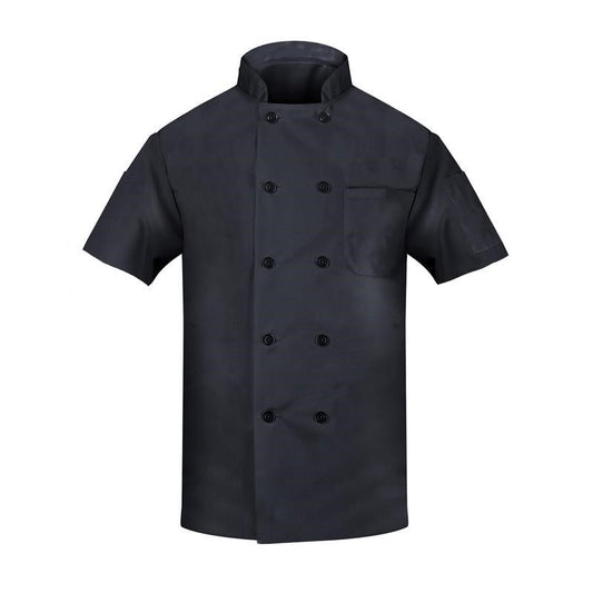 Chef Coat, 2 Pockets (1 Chest, 1 Thermo) Twill Weave, Open Cuff, Pearl Button, Short Sleeve