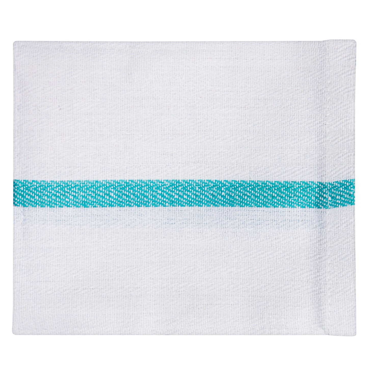 Terry Towel, 16x27 inch, No Cam, 10 Single Pile, Hemmed, White with Green Stripe