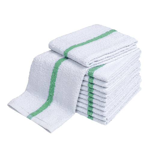 Bar Mop, 16x19 inch, White with Green Center Stripe