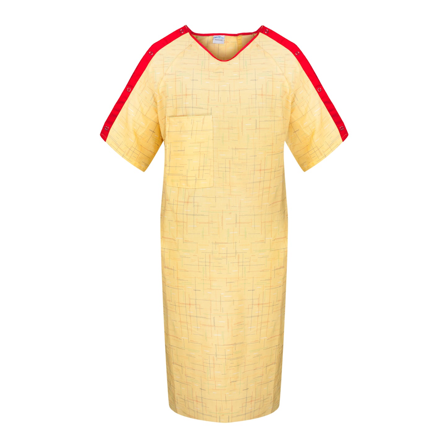 IV Gown, 51x63 inch, 2 Tie Overlap, Kinetic Pip Print, Yellow