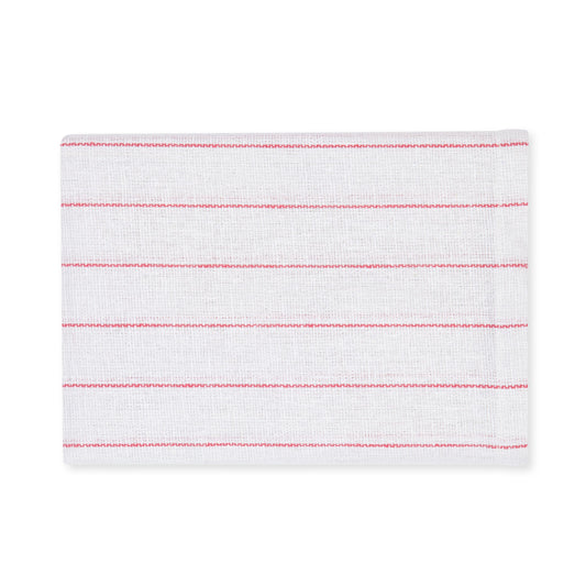 Glass Towel, 16x28 inch, White with Red Stripes