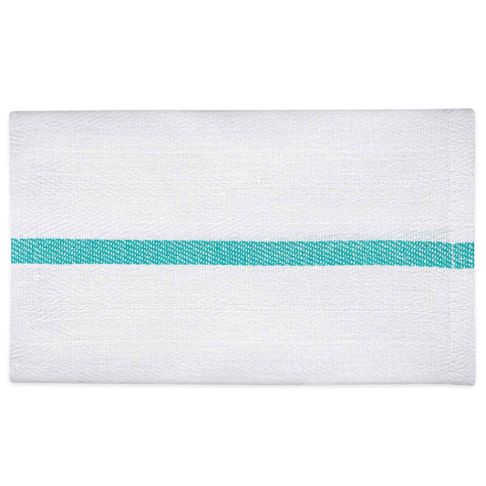 American Dawn | 15X26 Inch Herringbone White With Green Center Stripe Kitchen Towel 